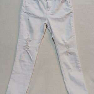 Blue Savvy Skinny Jeans Womens Junior's 9/29 White Ripped Embellished Distressed